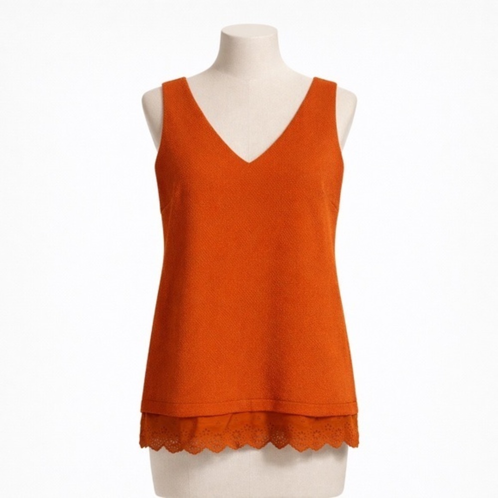 Sandro Paris Burnt Orange Textured Sleeveless Top Size US Medium